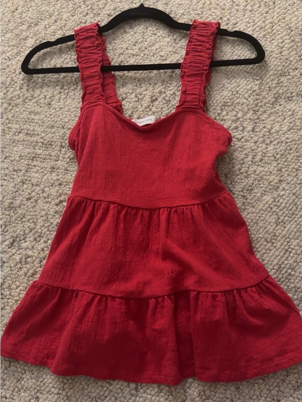 Altar'd State Red Ruffle Strap Tiered Tank